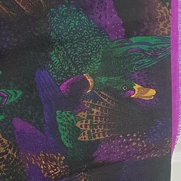 NWT Vintage 100% Wool Linda Allard Ellen Tracy Saks 5th Avenue Duck Print Scarf - Picture 2 of 6